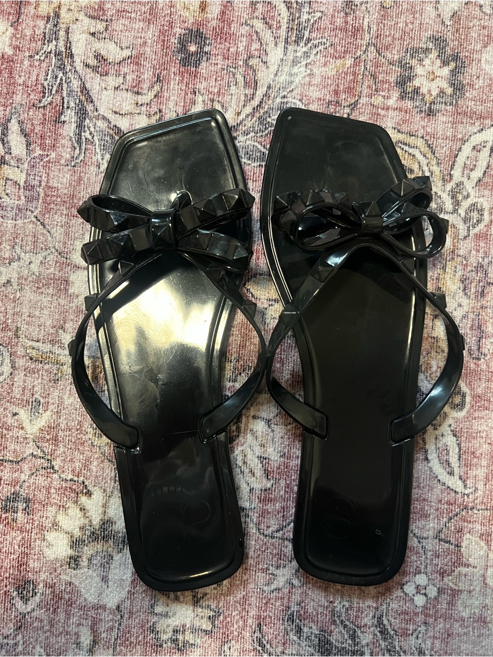 Black Bow-Accent Women's Sandals